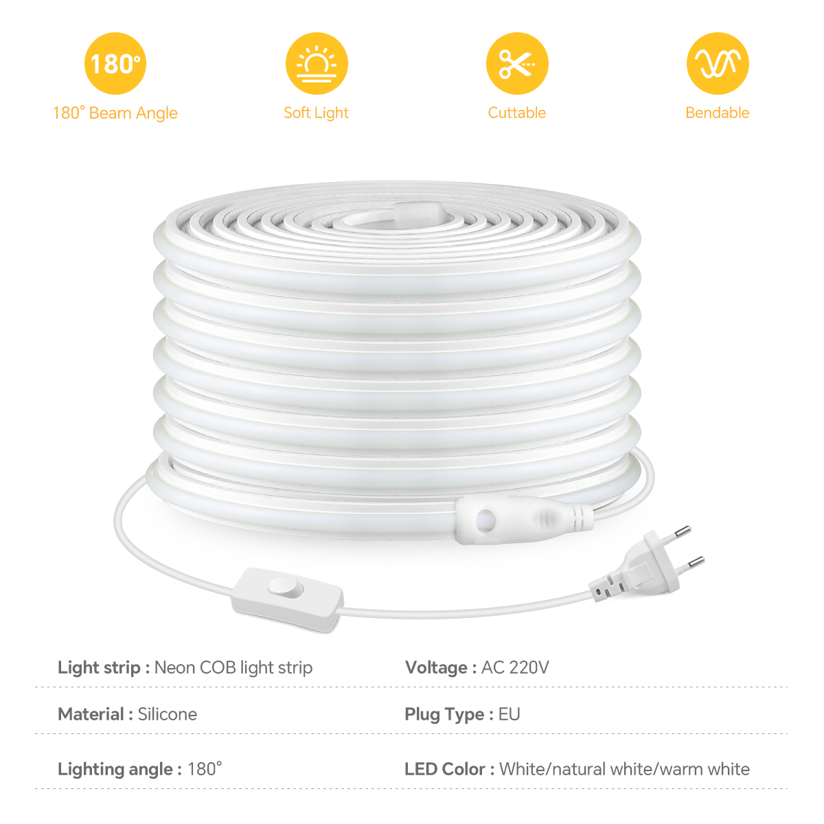 ไฟนีออน LED แบบแถบ 220V รุ่นให - Outdoor Power Strip Weatherproof บทวิจารณ์และราคา